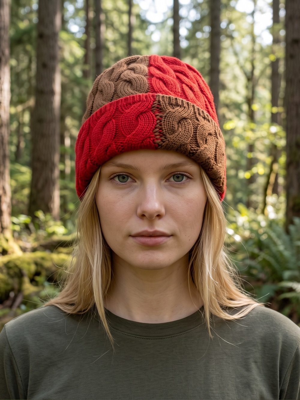 New Wyeth Cable Knit Colorblock Cotton Blend Beanie Hat